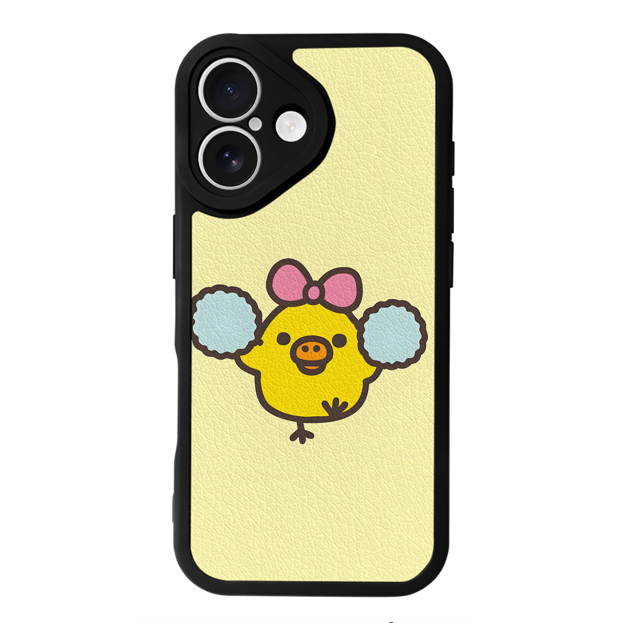 （画像用） リラックマ リラックマ キイロイトリ Rilakkuma Korilakkuma Kiiroitori 【iPhone 16シリーズ対応】シリコンスマホケース（レザー調） 材質：シリコン